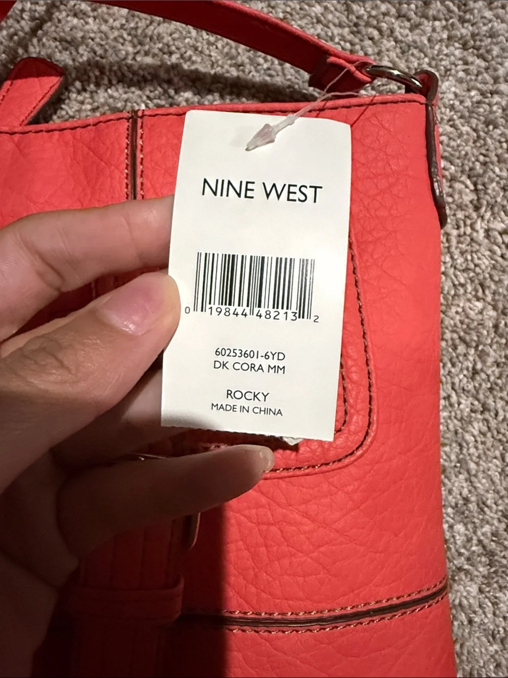 Nine West Bright Coral Crossbody Bag with Front Buckle